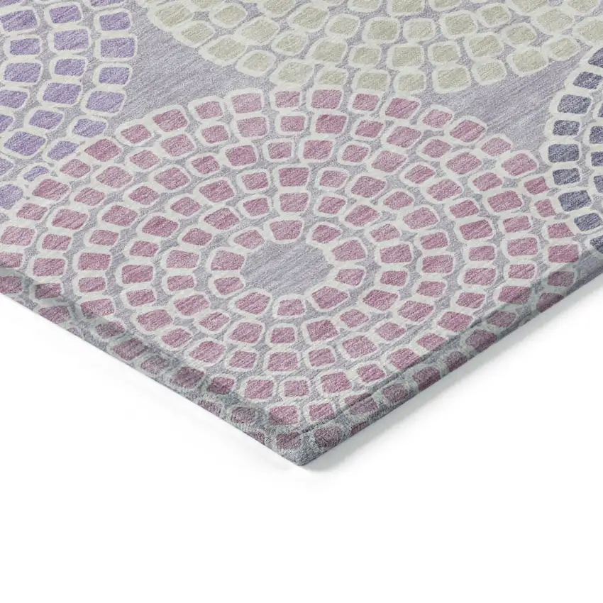 Lavender Purple And Gray Geometric Washable Indoor Outdoor Area Rug Photo 5