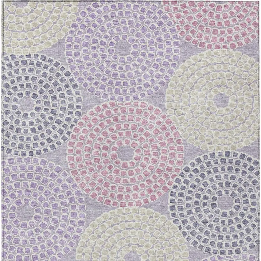 Lavender Purple And Gray Geometric Washable Indoor Outdoor Area Rug Photo 8