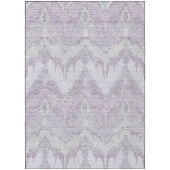 Lavender Purple And Gray Ikat Washable Indoor Outdoor Area Rug Photo 2