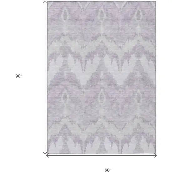 Lavender Purple And Gray Ikat Washable Indoor Outdoor Area Rug Photo 3