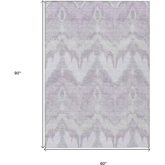 Lavender Purple And Gray Ikat Washable Indoor Outdoor Area Rug Photo 3