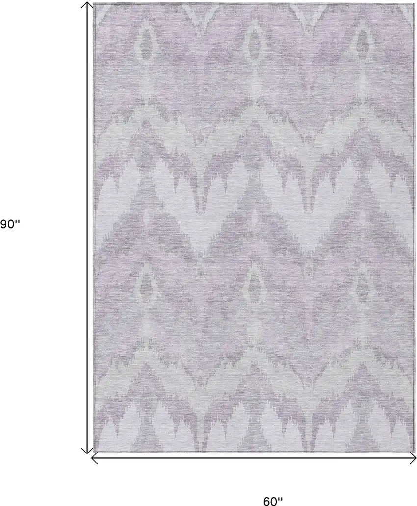 Lavender Purple And Gray Ikat Washable Indoor Outdoor Area Rug Photo 3