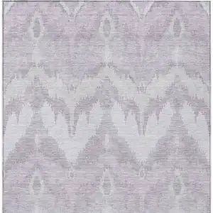 Photo of Lavender Purple And Gray Ikat Washable Indoor Outdoor Area Rug