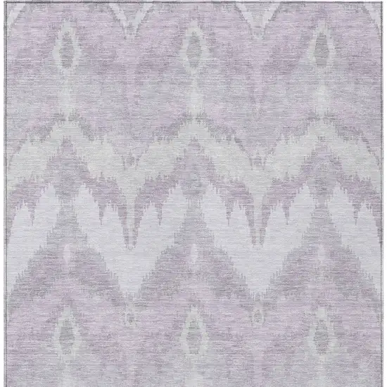 Lavender Purple And Gray Ikat Washable Indoor Outdoor Area Rug Photo 4