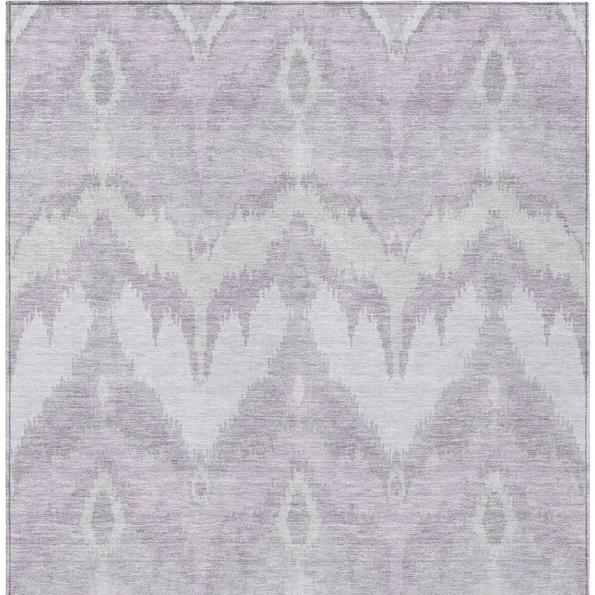 Lavender Purple And Gray Ikat Washable Indoor Outdoor Area Rug Photo 4