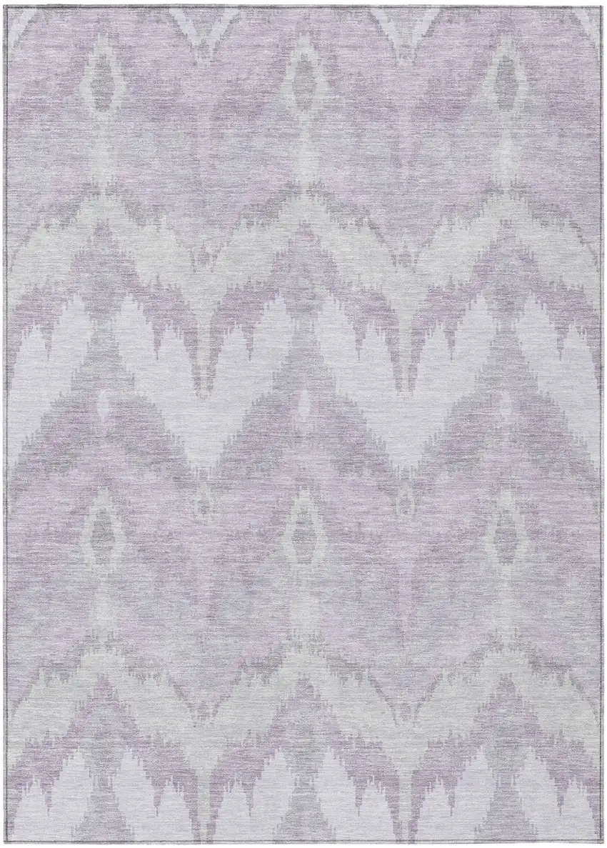 Lavender Purple And Gray Ikat Washable Indoor Outdoor Area Rug Photo 2