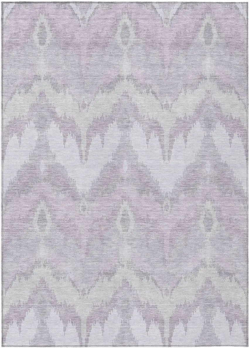 Lavender Purple And Gray Ikat Washable Indoor Outdoor Area Rug Photo 2