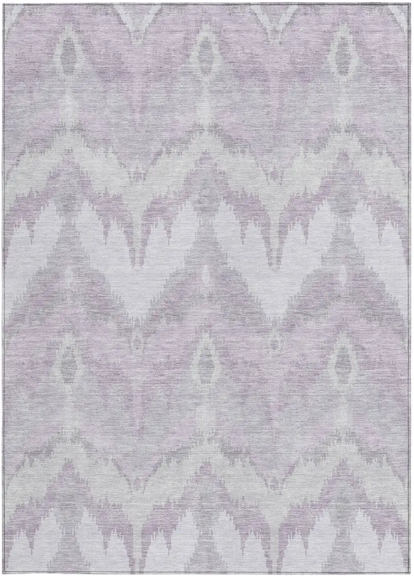 Lavender Purple And Gray Ikat Washable Indoor Outdoor Area Rug Photo 6