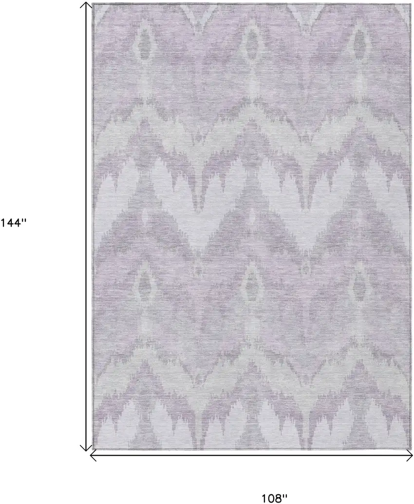 Lavender Purple And Gray Ikat Washable Indoor Outdoor Area Rug Photo 3