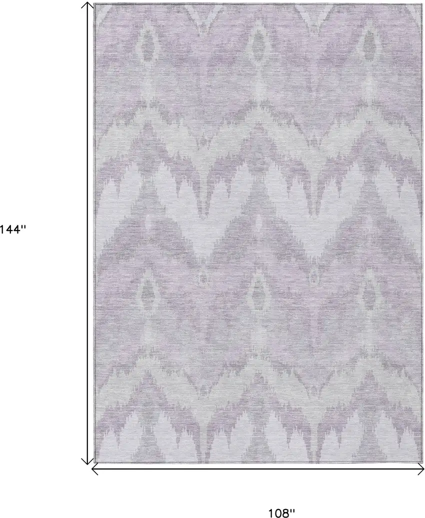 Lavender Purple And Gray Ikat Washable Indoor Outdoor Area Rug Photo 3