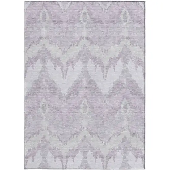Lavender Purple And Gray Ikat Washable Indoor Outdoor Area Rug Photo 5