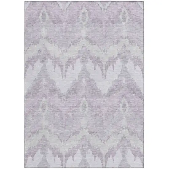 Lavender Purple And Gray Ikat Washable Indoor Outdoor Area Rug Photo 5