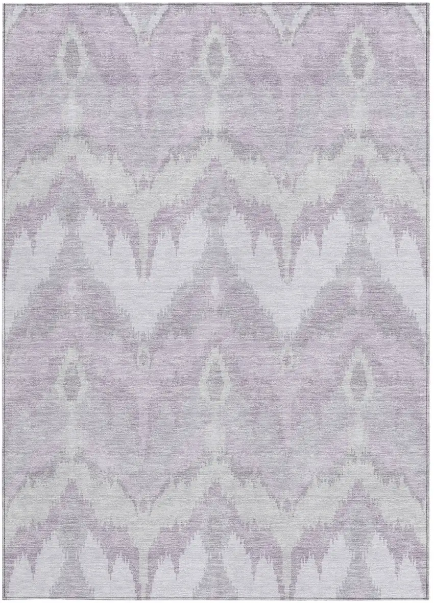 Lavender Purple And Gray Ikat Washable Indoor Outdoor Area Rug Photo 5