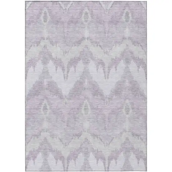 Lavender Purple And Gray Ikat Washable Indoor Outdoor Area Rug Photo 1