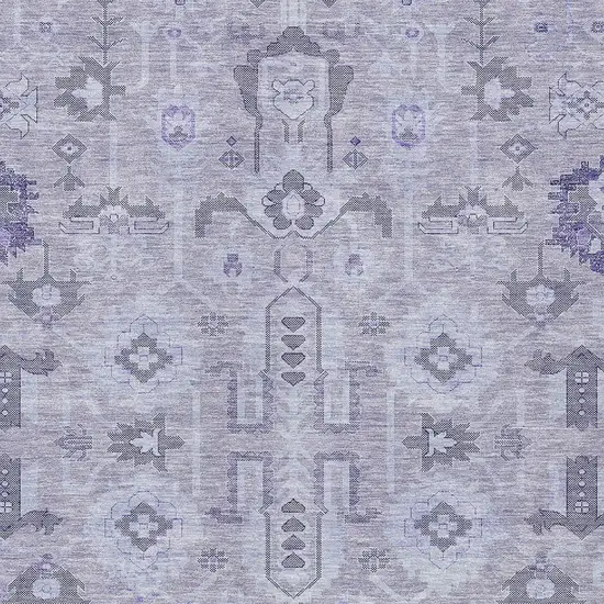 Lavender Purple And Gray Oriental Washable Indoor Outdoor Area Rug Photo 3