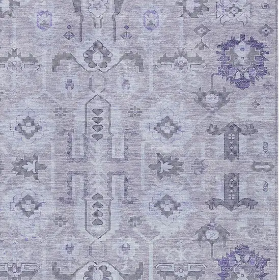 Lavender Purple And Gray Oriental Washable Indoor Outdoor Area Rug Photo 3