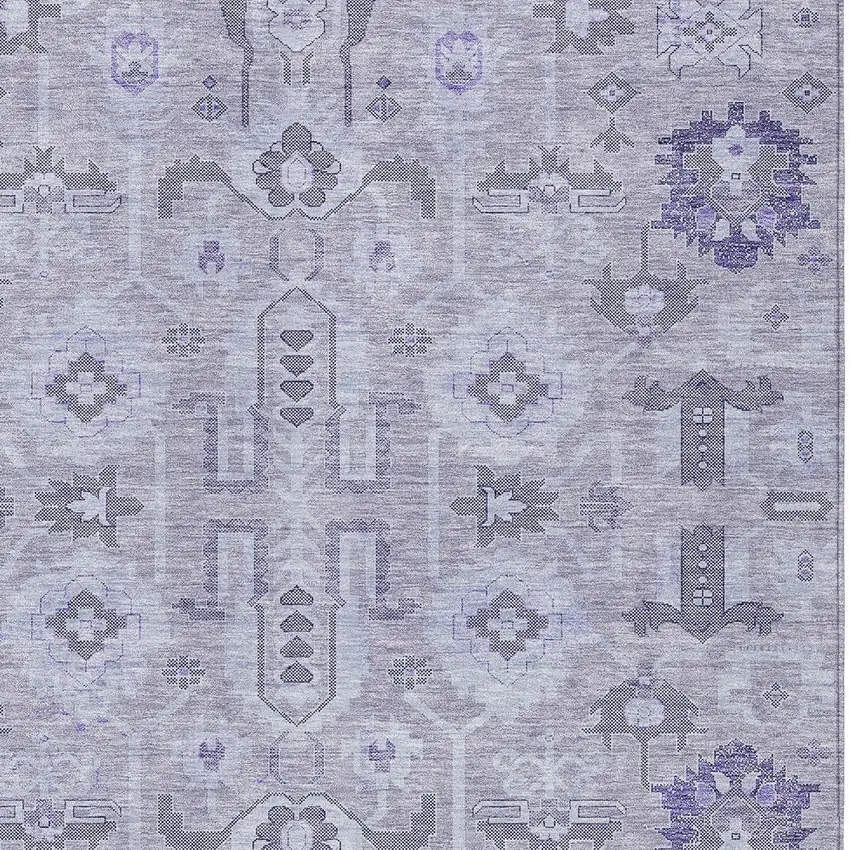 Lavender Purple And Gray Oriental Washable Indoor Outdoor Area Rug Photo 3