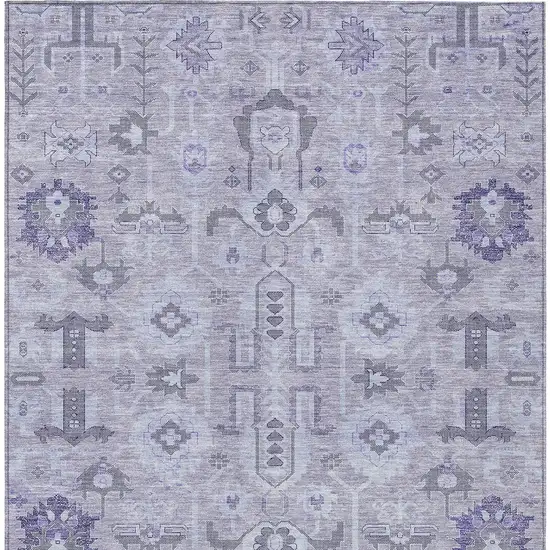 Lavender Purple And Gray Oriental Washable Indoor Outdoor Area Rug Photo 4