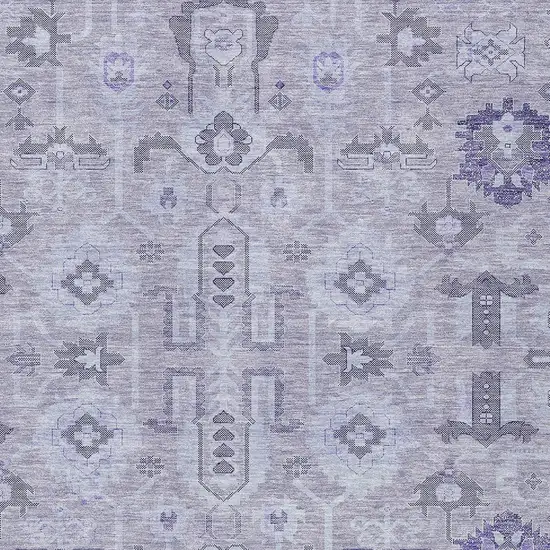 Lavender Purple And Gray Oriental Washable Indoor Outdoor Area Rug Photo 3