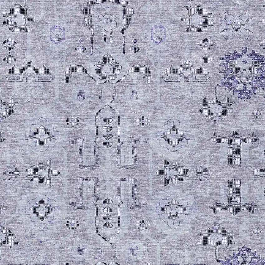 Lavender Purple And Gray Oriental Washable Indoor Outdoor Area Rug Photo 3