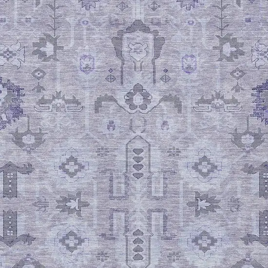 Lavender Purple And Gray Oriental Washable Indoor Outdoor Area Rug Photo 3