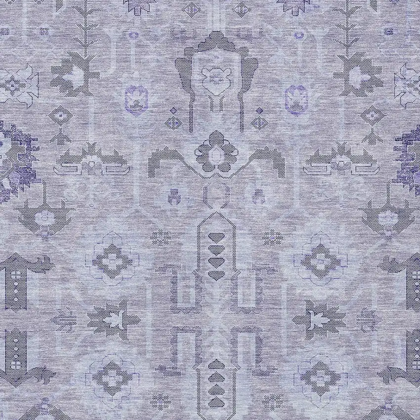 Lavender Purple And Gray Oriental Washable Indoor Outdoor Area Rug Photo 3