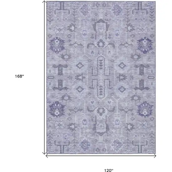 Lavender Purple And Gray Oriental Washable Indoor Outdoor Area Rug Photo 8