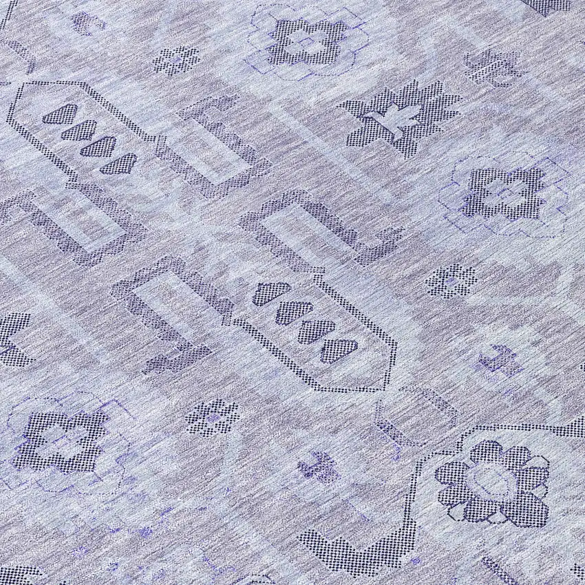 Lavender Purple And Gray Oriental Washable Indoor Outdoor Area Rug Photo 9