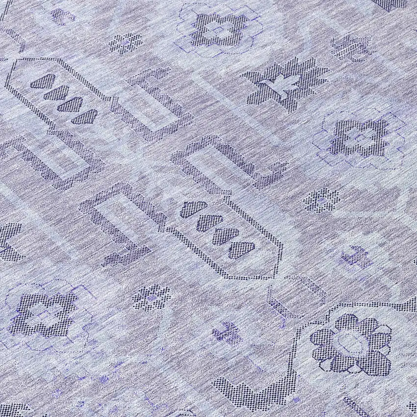 Lavender Purple And Gray Oriental Washable Indoor Outdoor Area Rug Photo 9