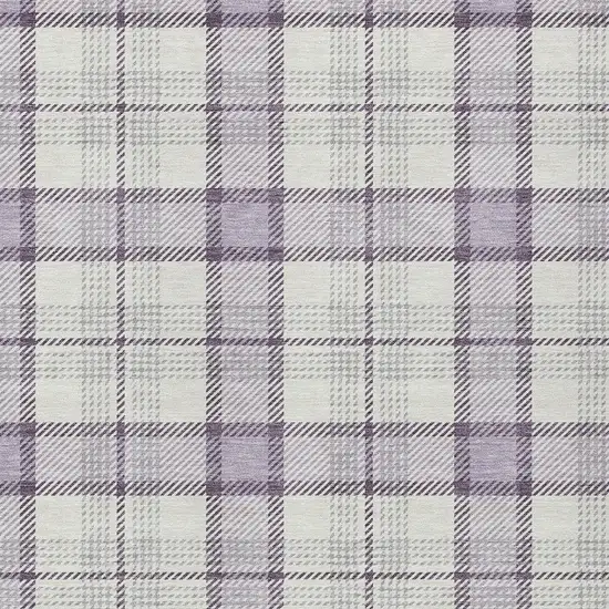 Lavender Purple And Gray Plaid Washable Indoor Outdoor Area Rug Photo 5