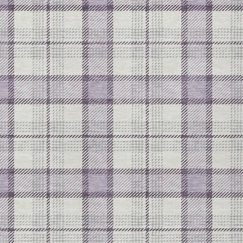 Lavender Purple And Gray Plaid Washable Indoor Outdoor Area Rug Photo 5