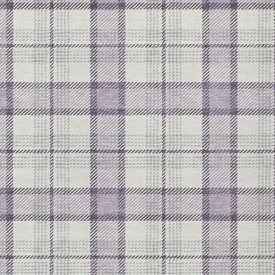 Lavender Purple And Gray Plaid Washable Indoor Outdoor Area Rug Photo 5
