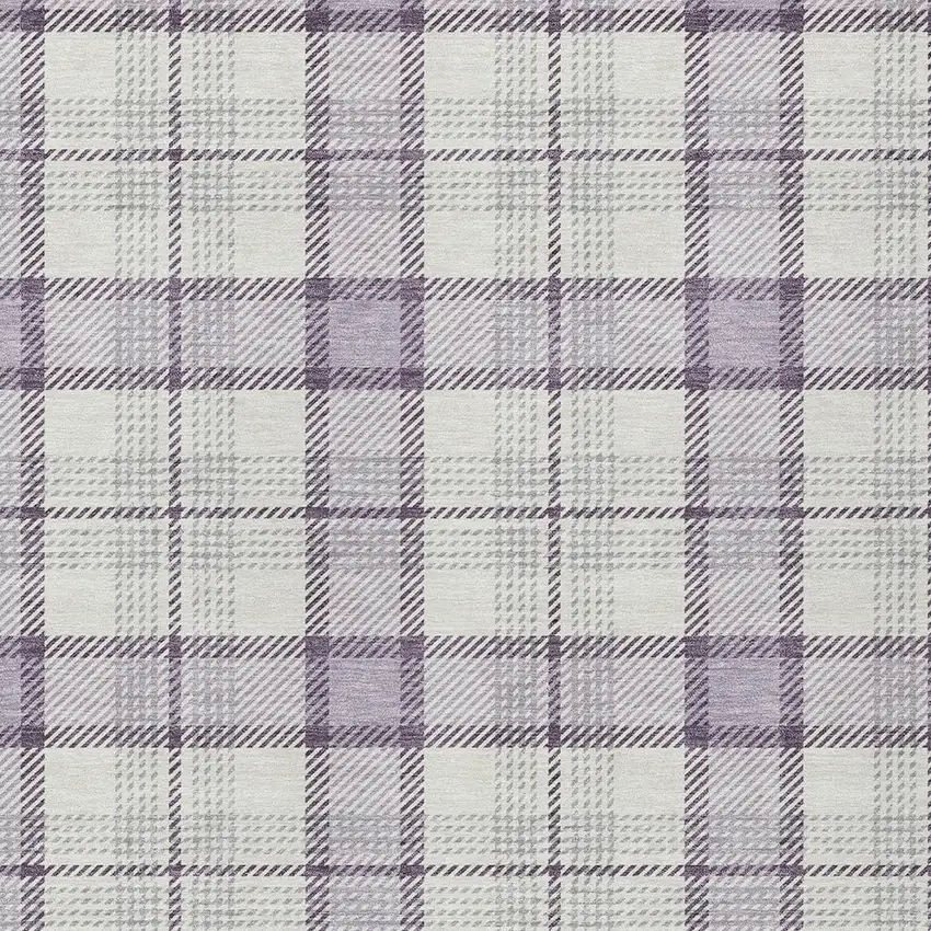 Lavender Purple And Gray Plaid Washable Indoor Outdoor Area Rug Photo 5