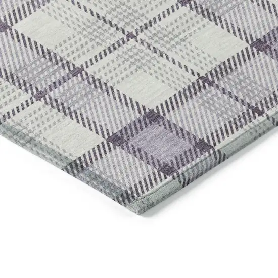 Lavender Purple And Gray Plaid Washable Indoor Outdoor Area Rug Photo 4