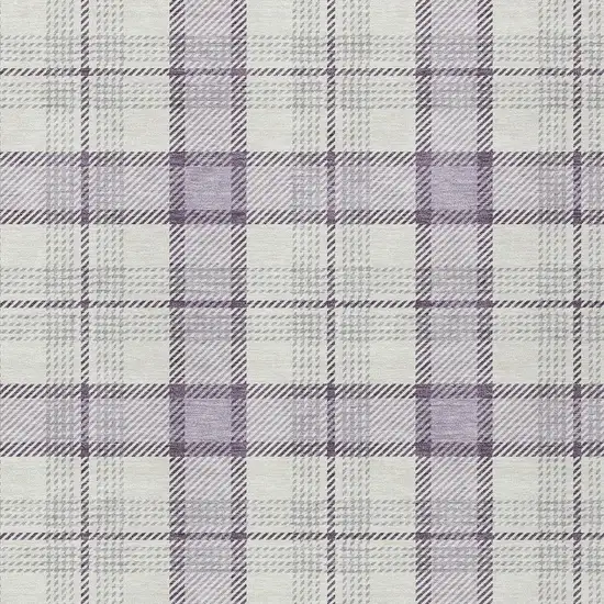 Lavender Purple And Gray Plaid Washable Indoor Outdoor Area Rug Photo 5