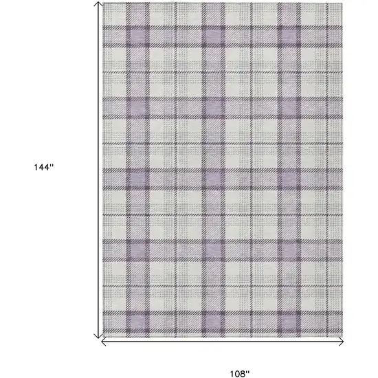 Lavender Purple And Gray Plaid Washable Indoor Outdoor Area Rug Photo 7