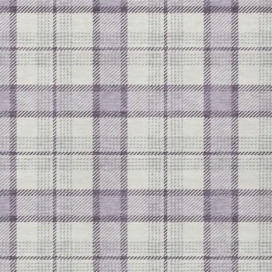 Lavender Purple And Gray Plaid Washable Indoor Outdoor Area Rug Photo 5