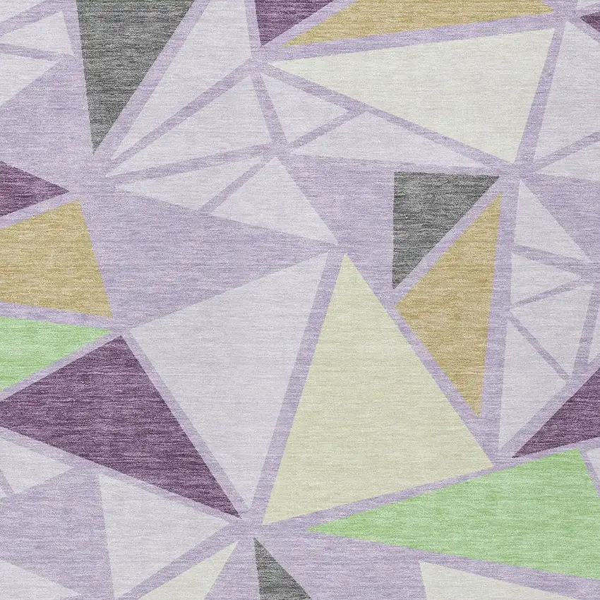 Lavender Purple And Green Geometric Washable Indoor Outdoor Area Rug Photo 6