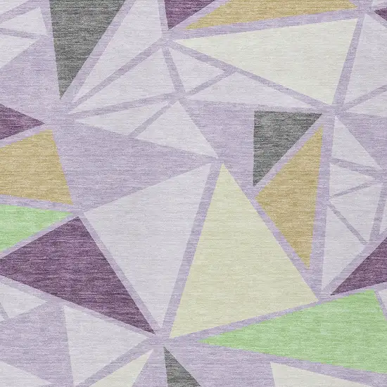 Lavender Purple And Green Geometric Washable Indoor Outdoor Area Rug Photo 6