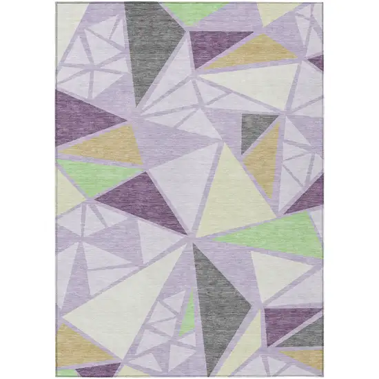 Lavender Purple And Green Geometric Washable Indoor Outdoor Area Rug Photo 2