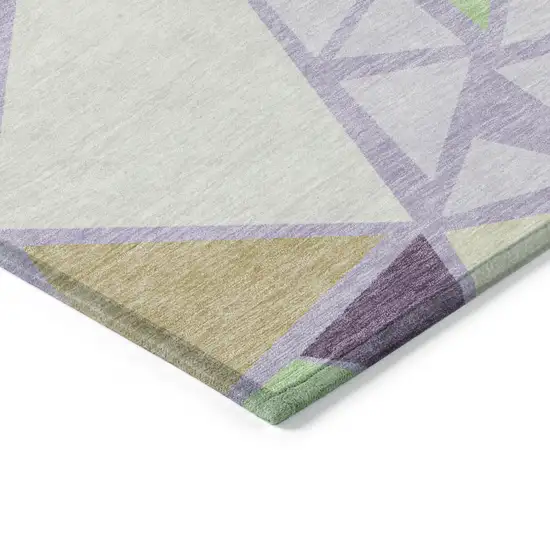 Lavender Purple And Green Geometric Washable Indoor Outdoor Area Rug Photo 5