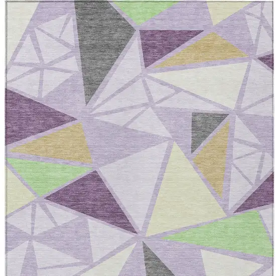 Lavender Purple And Green Geometric Washable Indoor Outdoor Area Rug Photo 7
