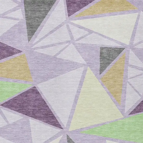 Lavender Purple And Green Geometric Washable Indoor Outdoor Area Rug Photo 6