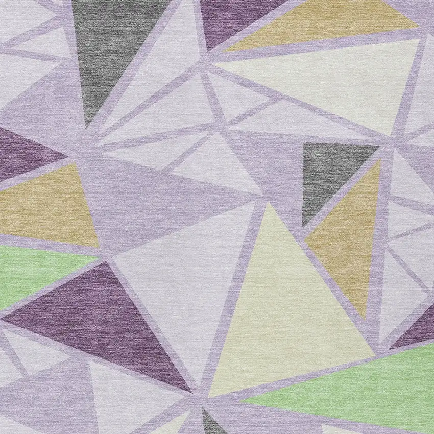 Lavender Purple And Green Geometric Washable Indoor Outdoor Area Rug Photo 6