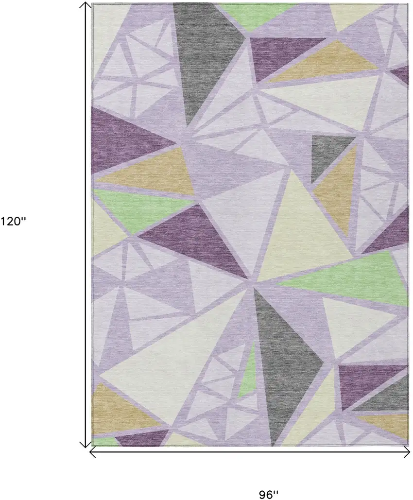 Lavender Purple And Green Geometric Washable Indoor Outdoor Area Rug Photo 3