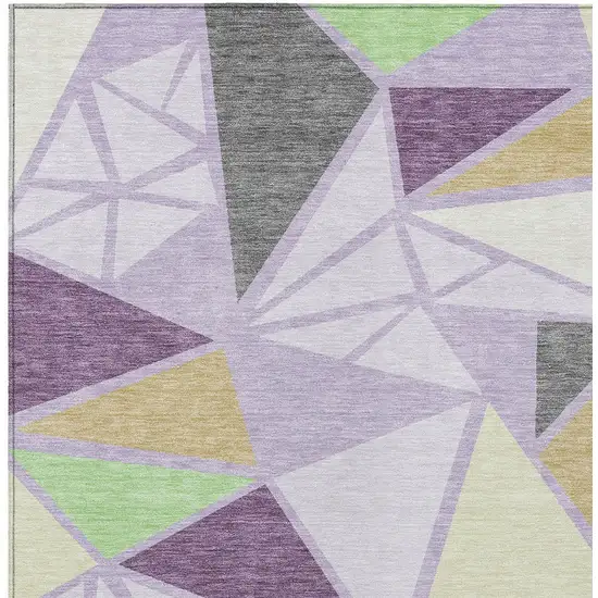 Lavender Purple And Green Geometric Washable Indoor Outdoor Area Rug Photo 6