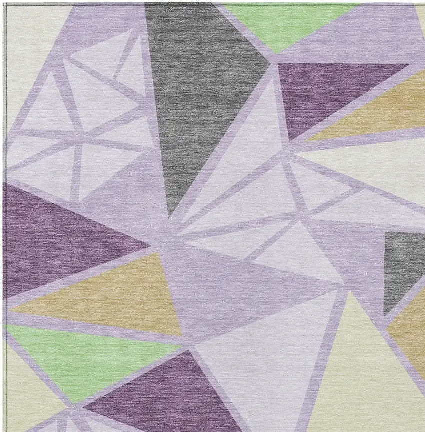 Lavender Purple And Green Geometric Washable Indoor Outdoor Area Rug Photo 6