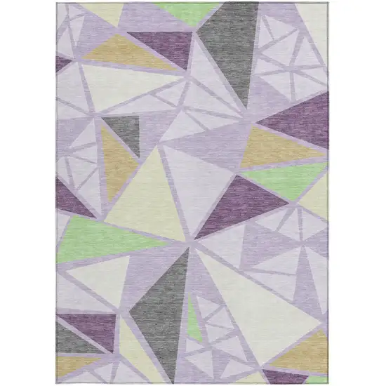 Lavender Purple And Green Geometric Washable Indoor Outdoor Area Rug Photo 7