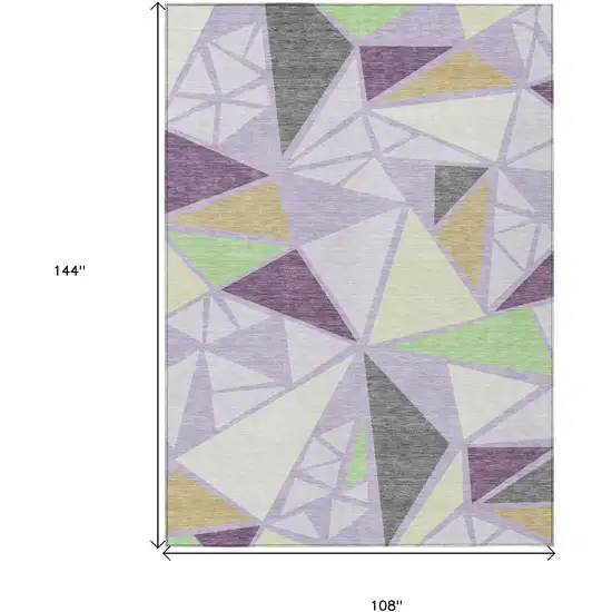 Lavender Purple And Green Geometric Washable Indoor Outdoor Area Rug Photo 3