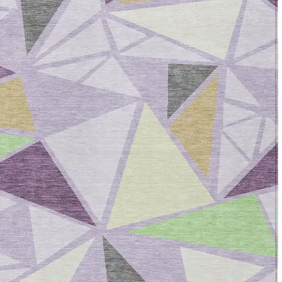 Lavender Purple And Green Geometric Washable Indoor Outdoor Area Rug Photo 6